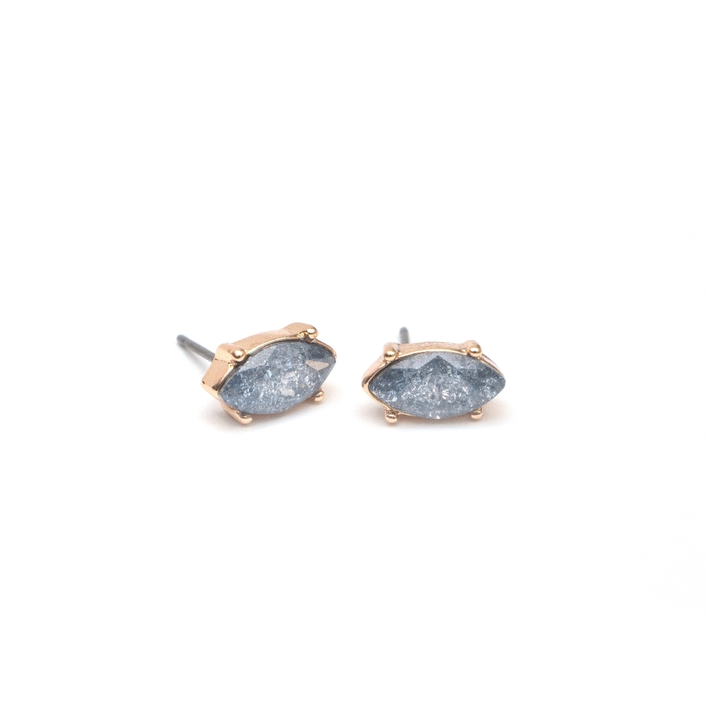 Crystal Blue Stud Earrings - Picture 5 of 5